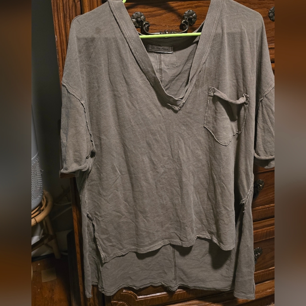 We The Free Green V-Neck Top